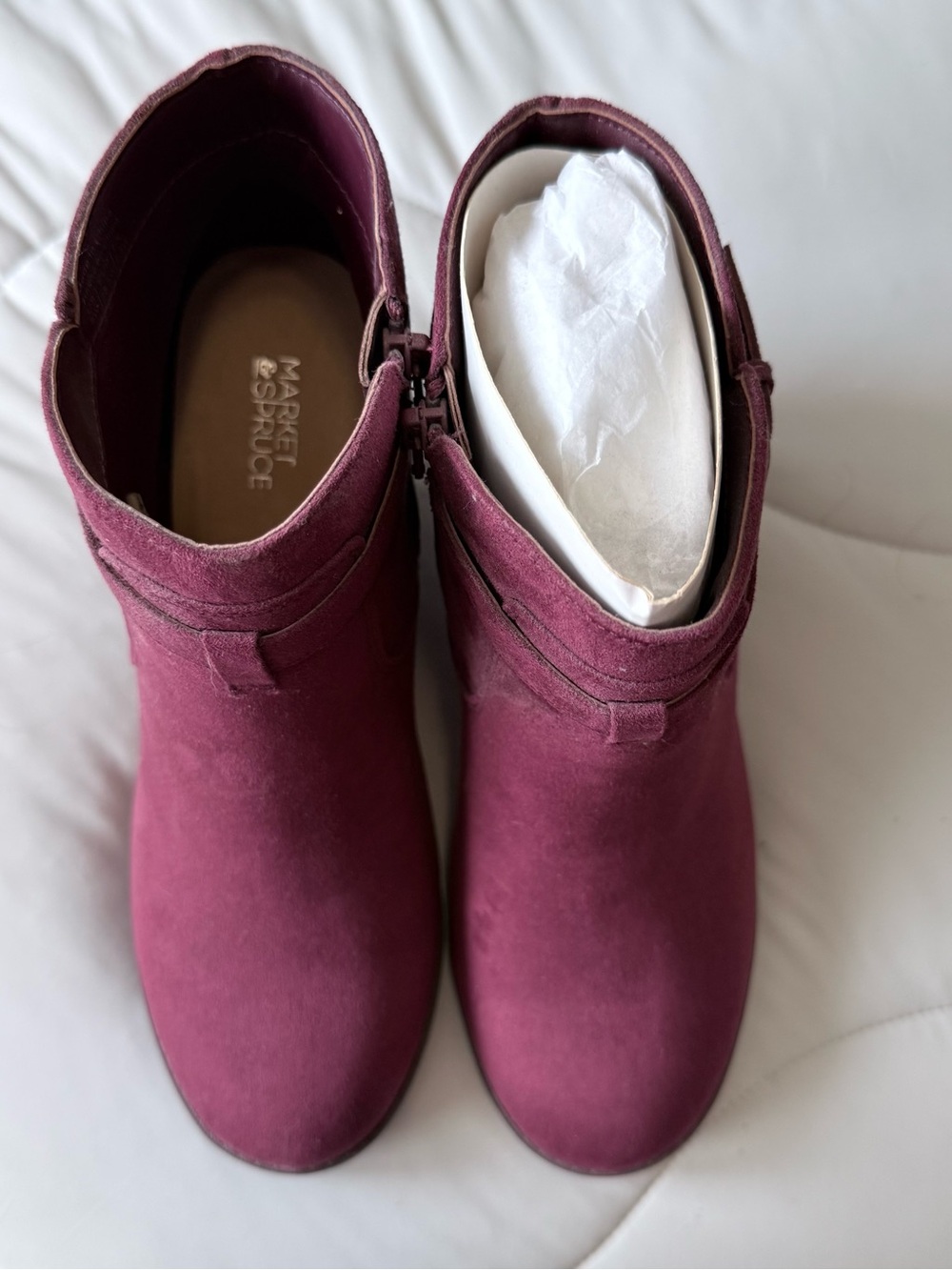 Market & Spruce Burgundy Suede Ankle Booties